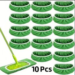 MICROFIBER MOP PADS_COMPATIBLE WITH SWIFFER MOP_REUSABLE, WASHABLE AND DURABLE_GREEN COLOR.
