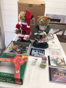 Vintage Christmas Decorations Musical Bears, Hallmark, Previous Moments, Lead Crystal, Holiday CD’s, Tree Top