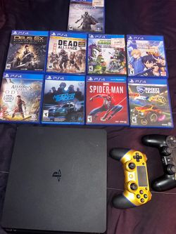 PS4 Slim Bundle with 2 Controllers and 9 Games