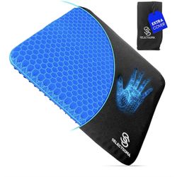 SelectSoma Double-Thick Gel Seat Cushion for Long Sitting Pressure Relief for Back, Sciatica, Coccyx, Tailbone Pain - Cushion for Office Chair, Wheelc