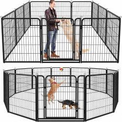 2043i  Dog Playpen Outdoor Extra Wide 12 Piece Panels Heavy Duty Dog Fence 47" Height Anti-Rust with Doors Portable for RV Camping Yard, Total 32FT, 7