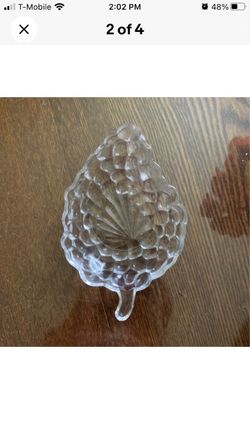 Clear Glass Grape Cluster Leaf Dish