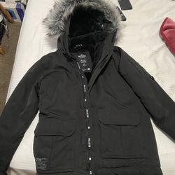 Hollister Black Faux Fur Parka Jacket