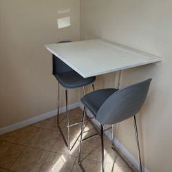Wall-Mounted High Top Table & Chairs Set