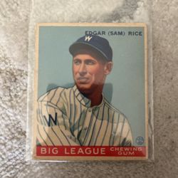 Original Edgar Sam Rice Baseball Card