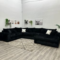 Huge Black Sectional Couch - Free Delivery