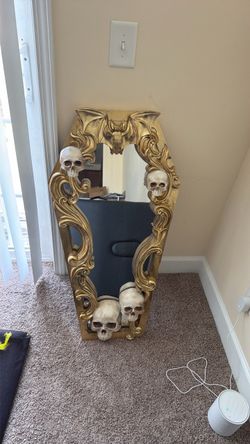 Golden Skull Coffin Mirror