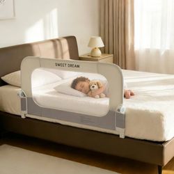 Bed Rail for Toddlers, 32in Folding Toddler Bed Rail Guard with Reinforced Anchor System & Sturdy Metal Frame, Portable Bed Railing for Baby Fits Crib