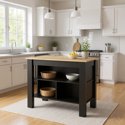 Sardinia 27.5" Kitchen Island Table with 2 Storage Shelves