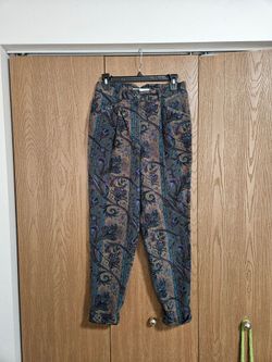 RARE Vintage 80s The Limited Corduroy Paisley Floral Print Tapered Pants 8 Made in Korea
