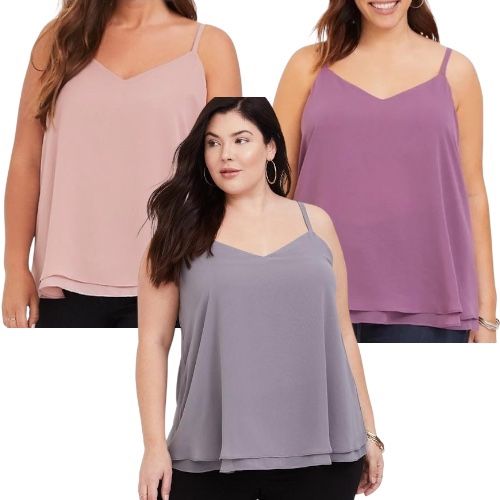 NEW Torrid Sophie Chiffon Cami Bundle/3 Size 2X Grey, Dusty Quartz, Purple