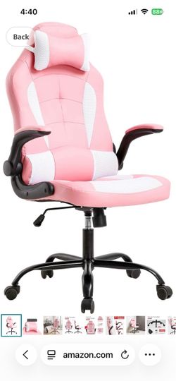 BestOffice Gaming Chair Office Chair Desk Chair with Lumbar Support Flip Up Arms Headrest Swivel Rolling Adjustable PU Leather Racing Computer Chair f