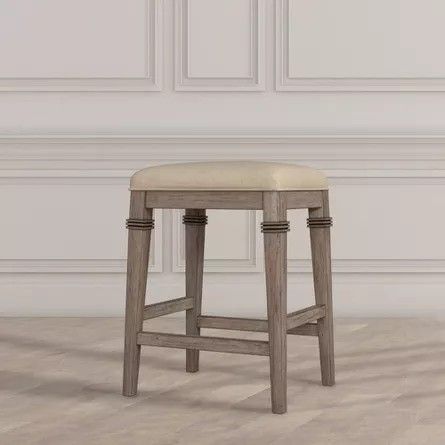 Arabella Wood Backless Non Swivel Counter Height Barstool