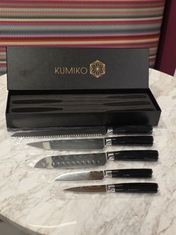KUMIKO Kitchen Cutlery, 5-Piece Chef Cutlery Set, Ultra Sharp High Carbon Stainless Steel like Ninja