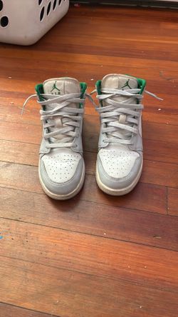 Jordan 1s green and white and light grey