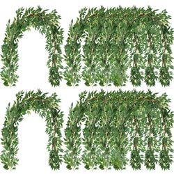   48 PCsArtificial Faux Greenery Garland Willow Leaves  Vines Hanging Willow Vines Leaf Garland for Indoor/Outdoor Wedding Party Decor Wedding Table C
