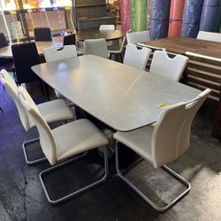 $395.00  New 6 Chairs And  Dining Table set !!!  70”x35” Sintered Stone Faux Marble Top Dining Table And 6 Chairs 