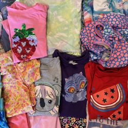 Girls Clothing Bundle, T-shirts, Biker Shorts, Skorts, Swim Suits, Summer Dresses. Size 7/8