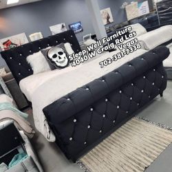 Queen Glam Bed Frame 👉Furniture Sectional, Dining Table Sets, Bunk Beds Avail 