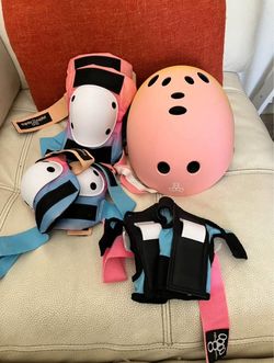 Triple eight helmet, knee pads, elbow pads and wrist guard bundle 