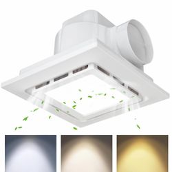 New TOYOUSEA Bathroom Exhaust Fan with Light Ultra Quiet Ventilation Fan Combo 1.0 Sone 145CFM (3- Color 12" Panel 11"x11" Mount)