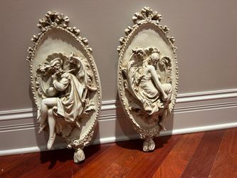 Pair of Baroque Style Figural Wall Plaques