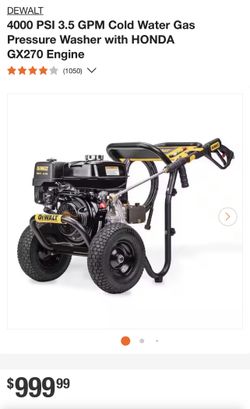 DEWALT Pressure Washer 4000 PSI 3.5 GPM 270cc 4-Stroke HONDA Engine Gas-Powered