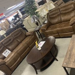 Brown Reclining Sofa And Loveseat 2-pc Set OfferUp Special 