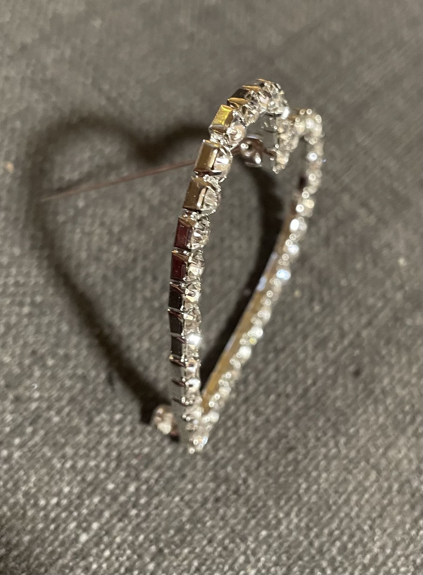 2”x 2” Silver Rhinestone Heart Chair Pins