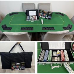 Poker Table Top with Brand New Chips and Carry Bag