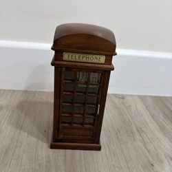 Wooden Phone Booth Music Box 