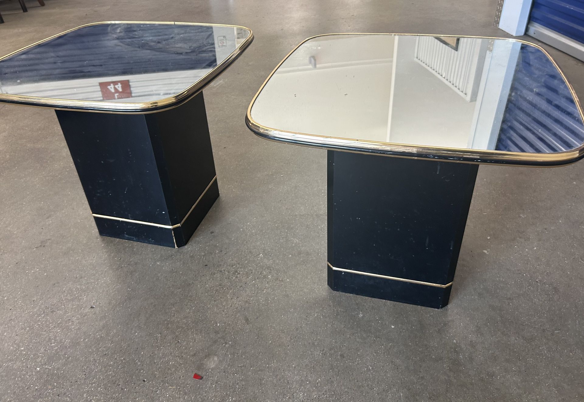 Black And Glass End Tables  Great shape 