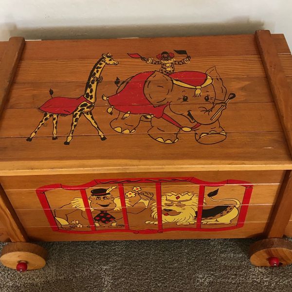 vintage circus toy chest