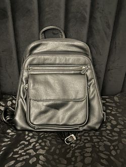 black leather backpack
