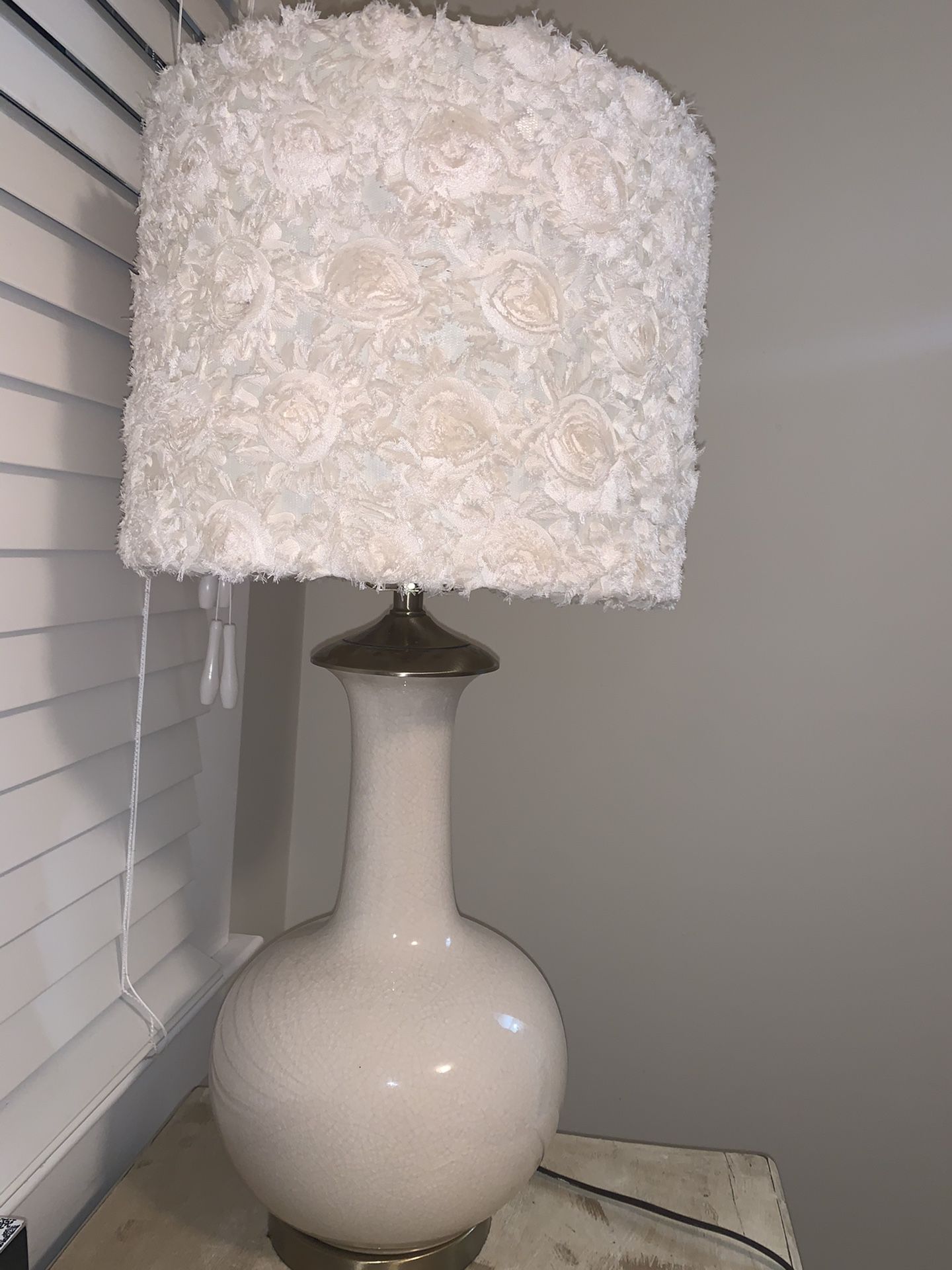 Beautiful Cream Ceramic Lamp and Rose Shade