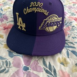 2020 champions dodgers/ lakers fitted hat size 7 3/4