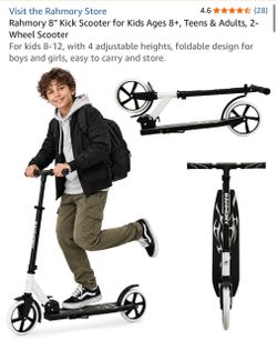 Rahmory 8" Kick Scooter for Kids Ages 8+, Teens & Adults, 2- Wheel Scooter