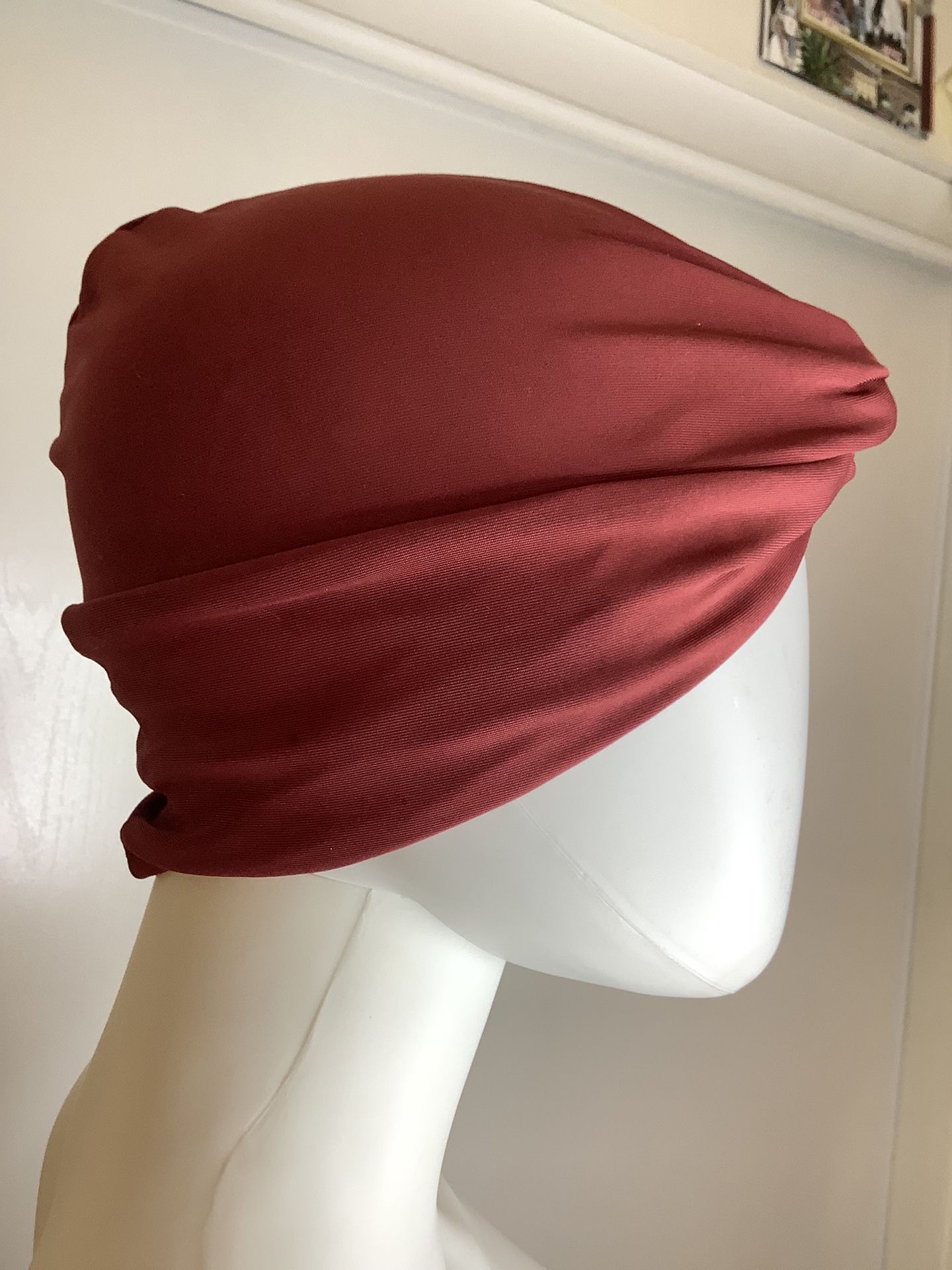 Elegant Red Turban Headwrap Mahogany Pink Redish