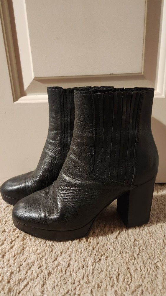 Black Leather Booties