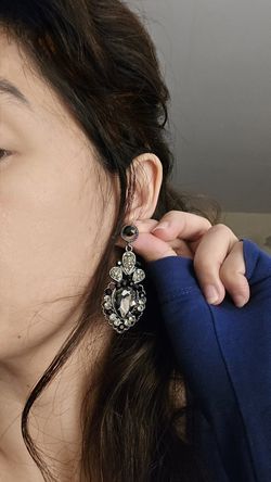 Black Grey Drop Earrings