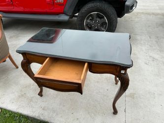 French Walnut Carved Table Bureau Louis VX style, 19 century