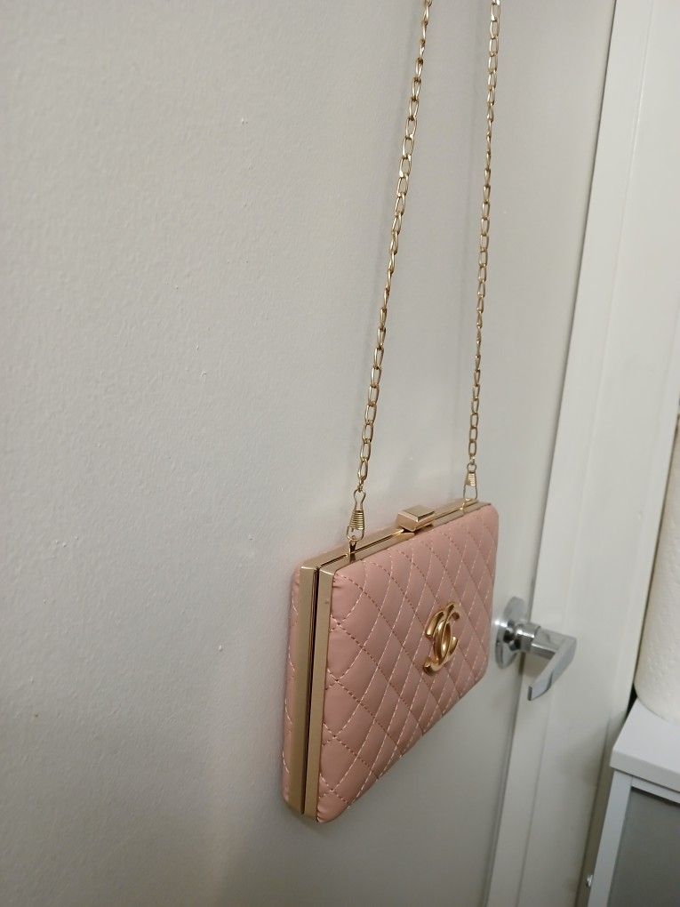 Ladies Pink Clutch Bag Chain Crossbody/ Shoulder Bag/wallet Night Purse