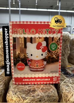 RARE! 2024 4.5' Lighted Hello Kitty gingerbread Sanrio Airblown Inflatable
