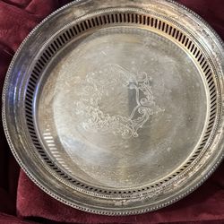 Round silver plated tray