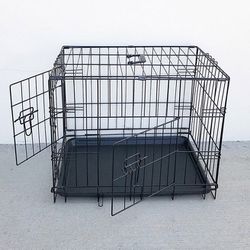 (Brand New) $25 Double Door 24” Dog Crate Cage Folding Metal Kennel, Plastic Tray 24x17x19 Inches 