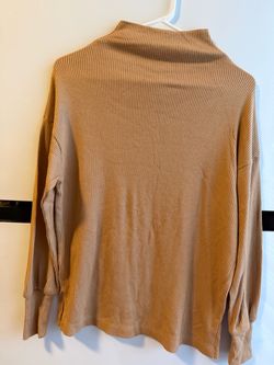 Ann Taylor Women’s Petite XXSP Beige Ribbed Knit Mock Neck Sweater Long Sleeve