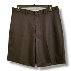Haggar Performance Cool 18 Wear Men Size 36W Navy Flex Waist Plain Front Shorts