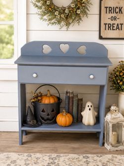 Vintage Heart Cut Out Small Bookshelf With Drawer