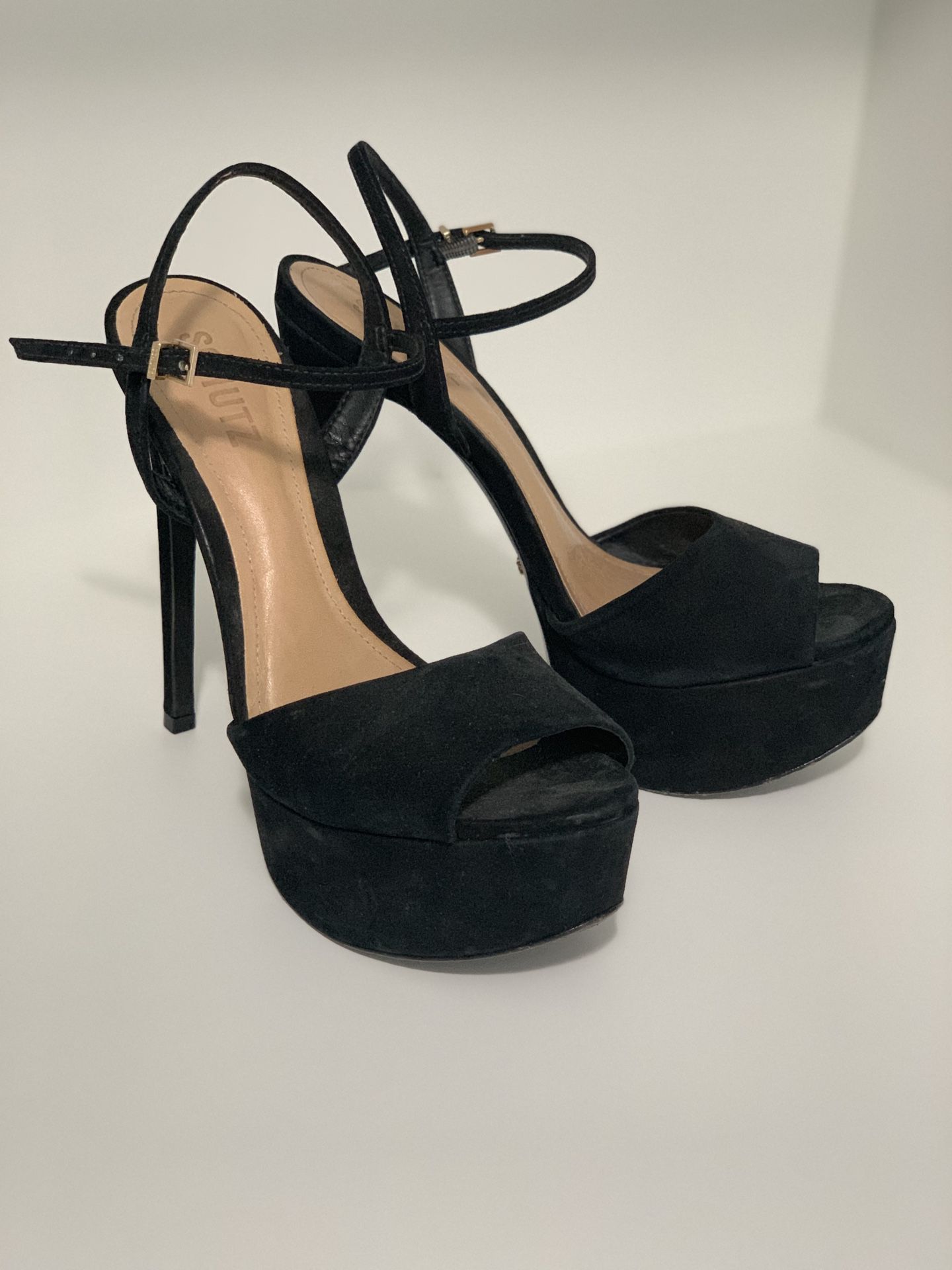 Schutz Platform Sandals in Black Velvet - BRA 37