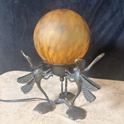 Vintage Cast Iron Dragonfly Lamp